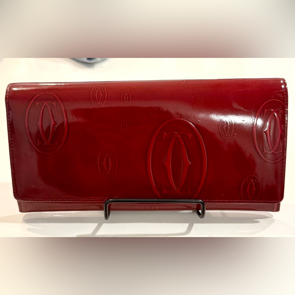 Cartier Red Patent Leather Clutch Wallet